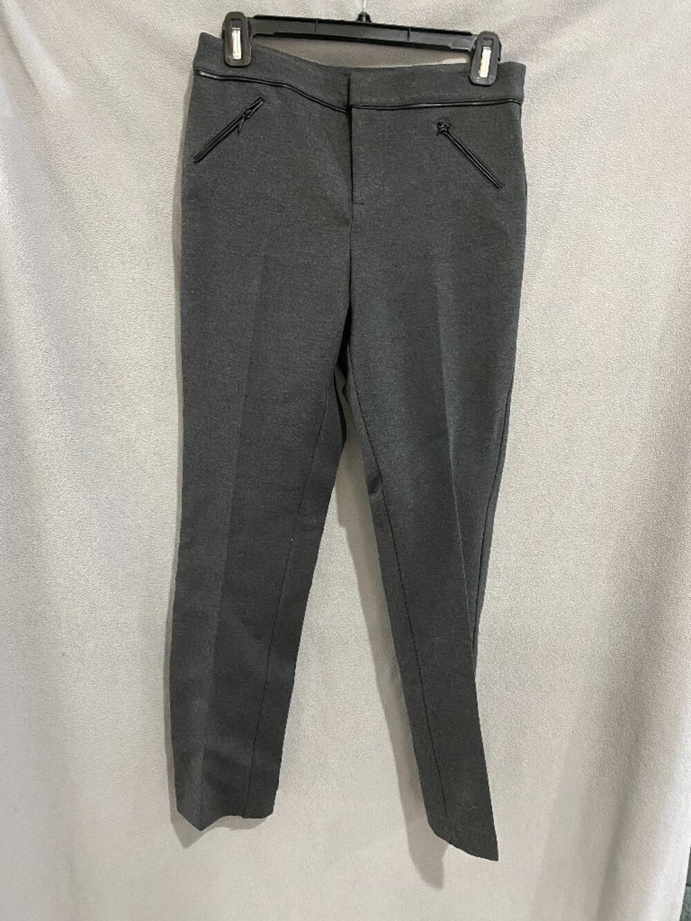 Tyler Boe Maddie Ponte Pants Charcoal Gray Faux Zip Pockets Size 4
